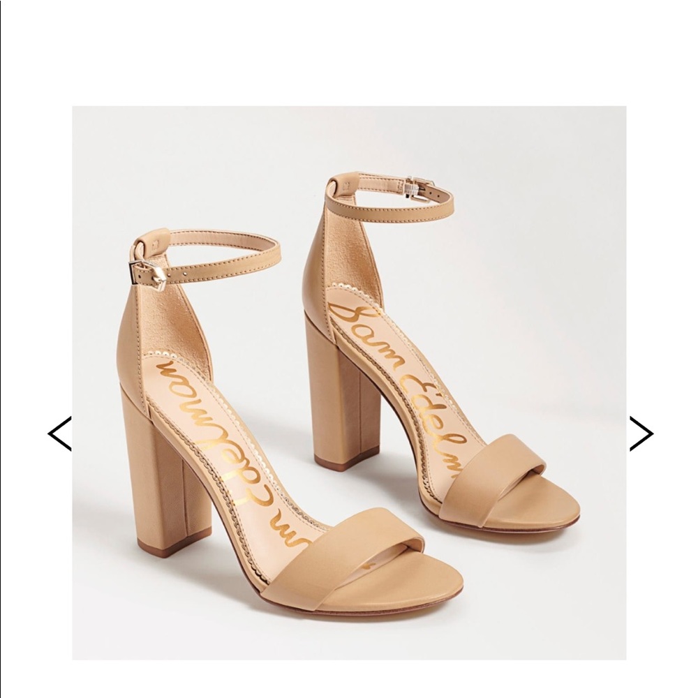 Sam Edelman Yaro Block Heel - Soft Beige Leather Size 9.5